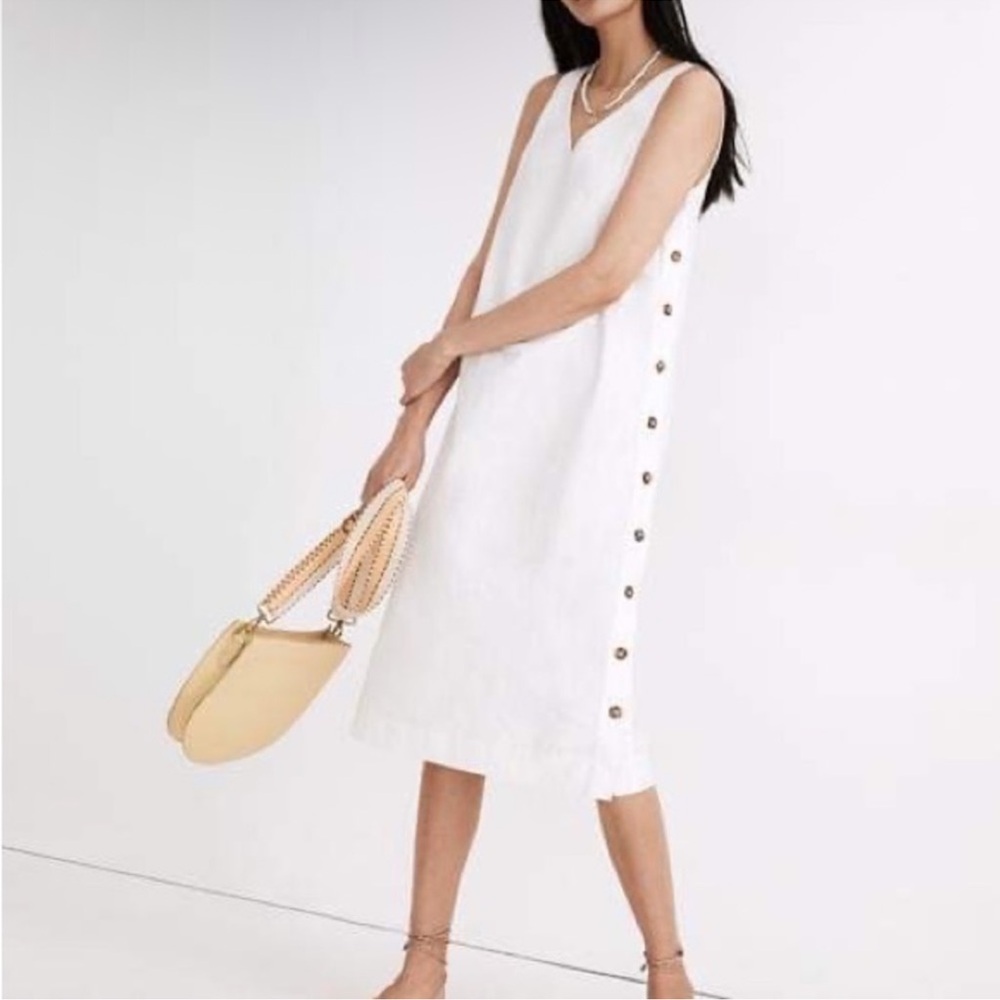 Madewell White Button-Side Midi Dress - Picture 1 of 9